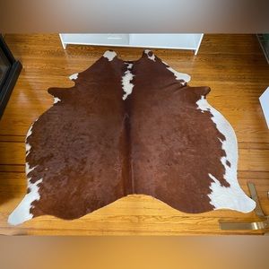 CB2 4’ x 6’ Brown and White Cowhide Rug